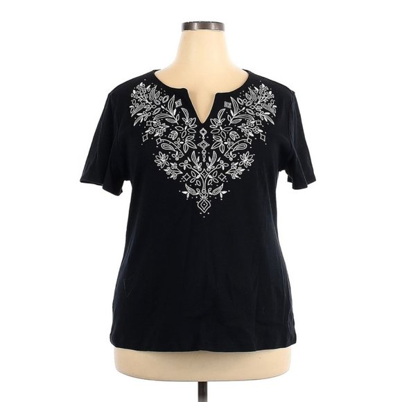 Karen Scott embellished embroidered top blouse shirt XXL - Picture 1 of 2